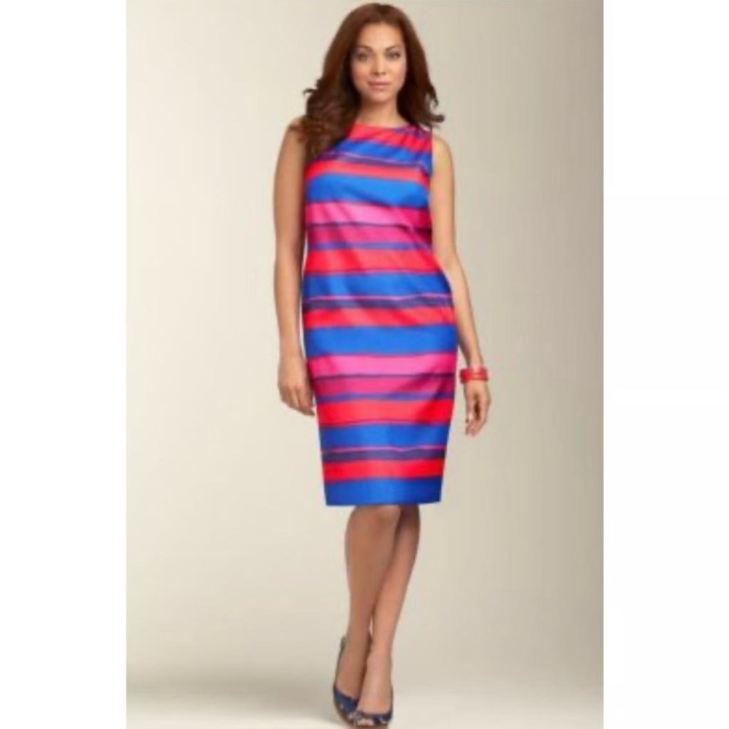 Talbots Multicolored Striped Midi Sheath Dress